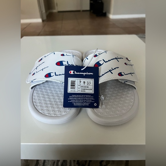 Champion Shoes - NWT White Champion Unisex Slides